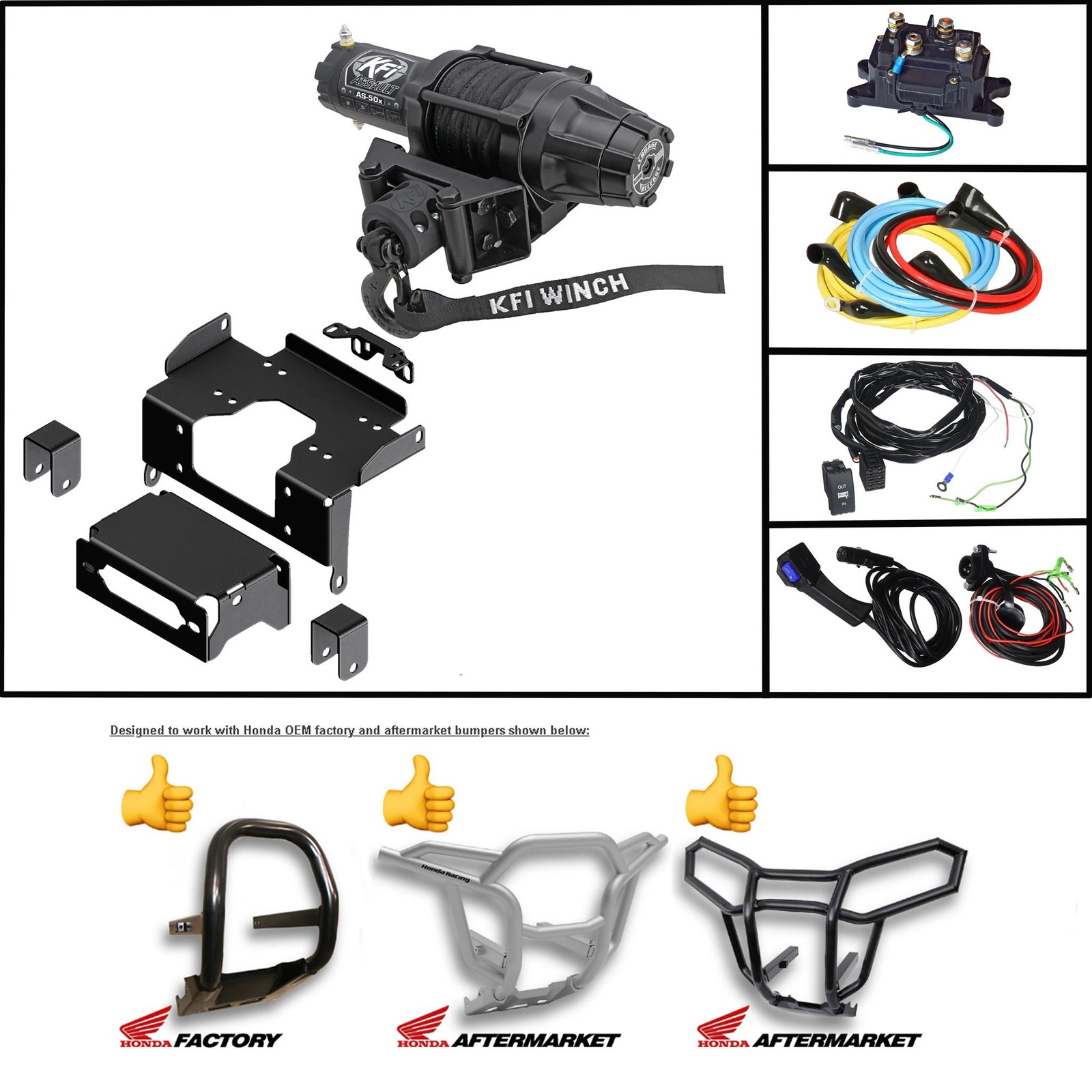 KFI AS-50X 5000lb Assault Winch & Mount Kit fits 22+ Honda Talon 1000 R*X*4