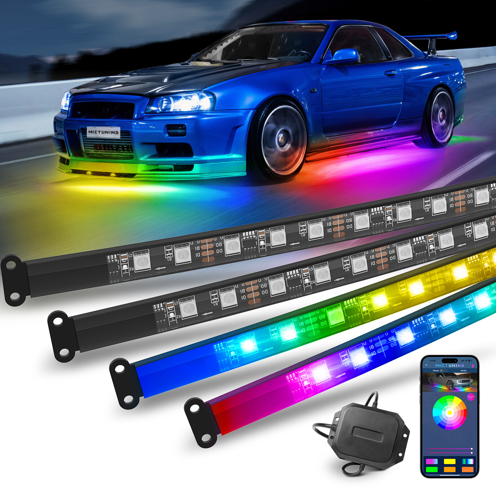2Pcs 70″ LED Emergency Strobe Hazard Warn Flashing Running Board Light Strip Bar