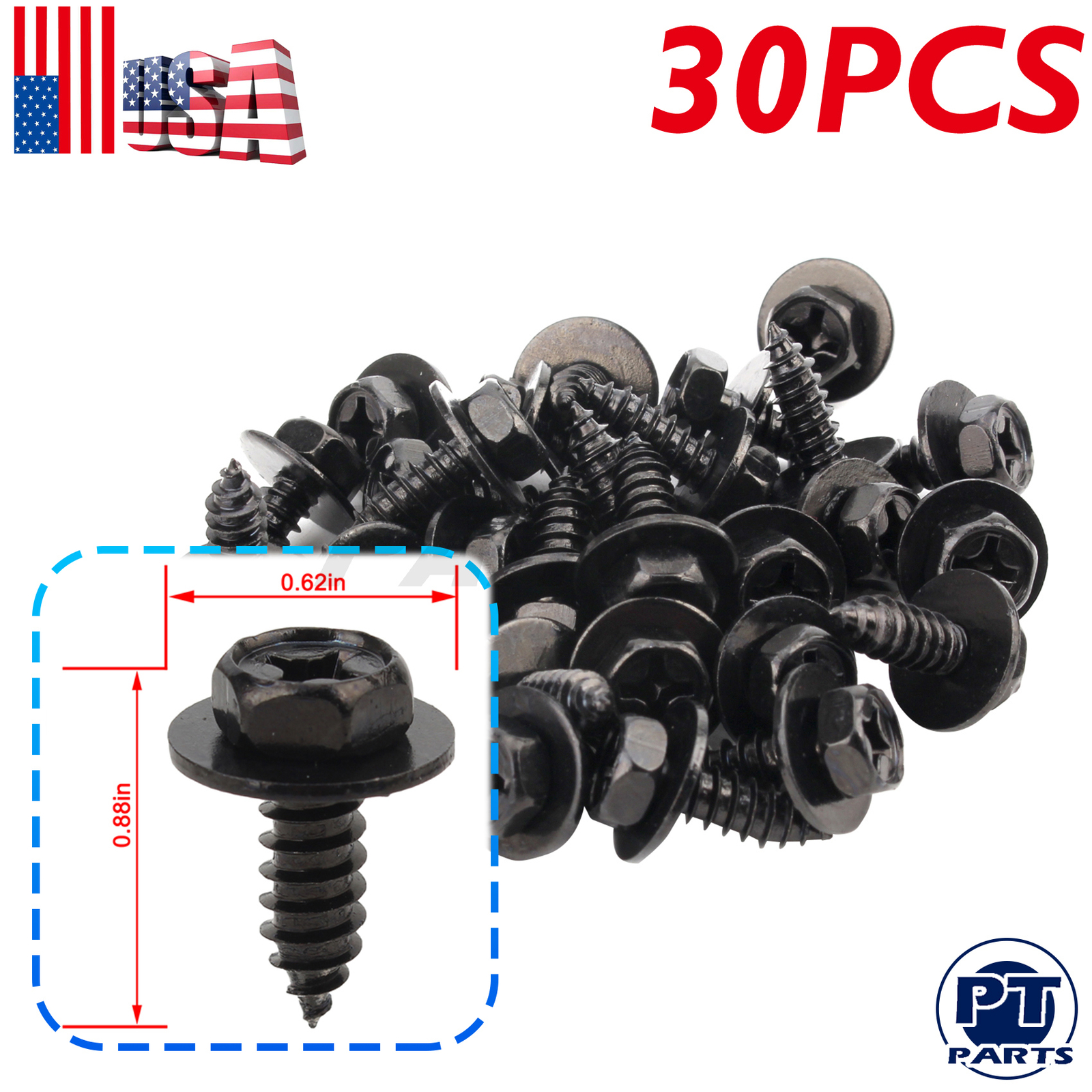 30 Pcs Hex Head Screw with Washer 90159-60498 for Toyota