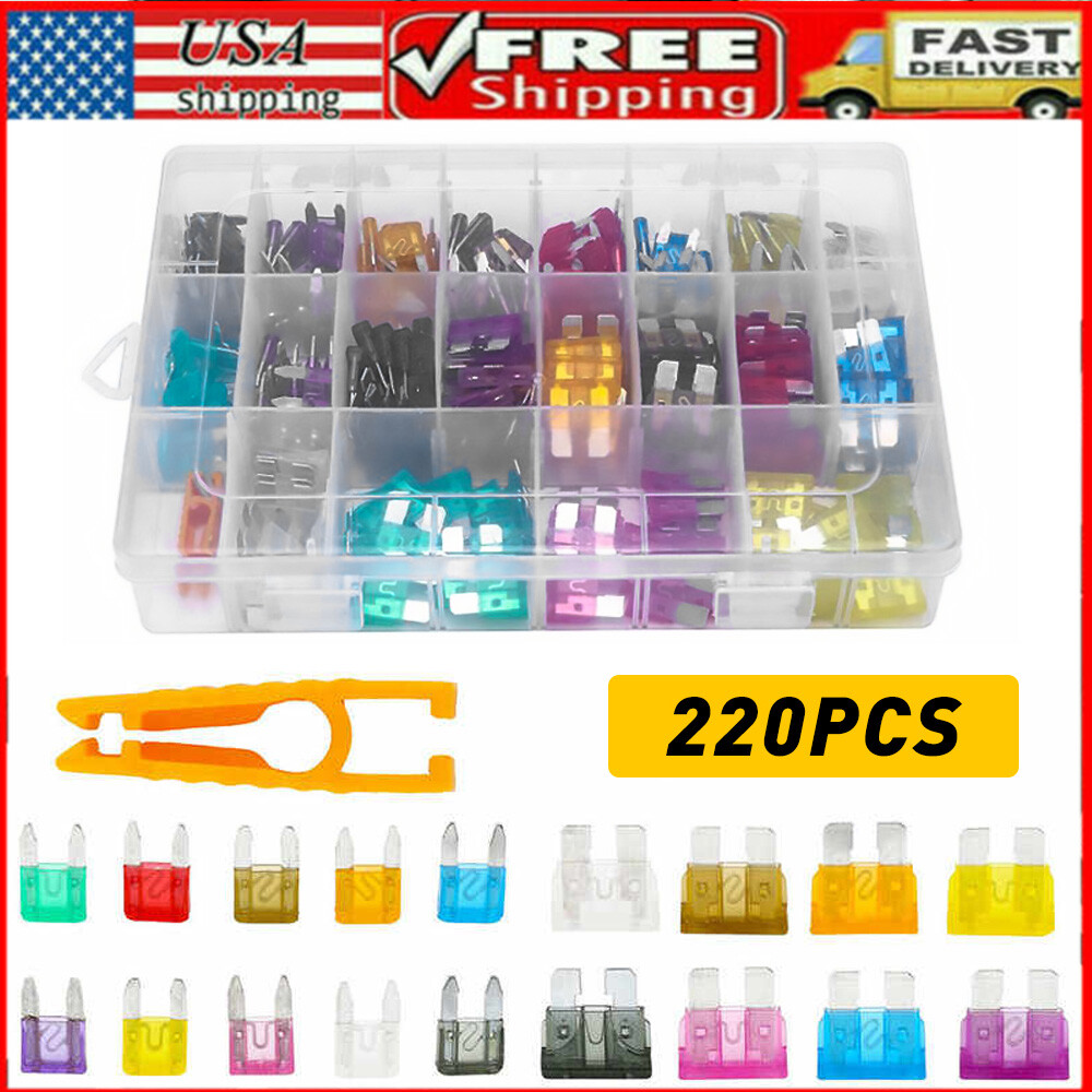 220 Pcs Car Blade Fuse Assortment Assorted Kit Blade Set Auto Truck Automotive