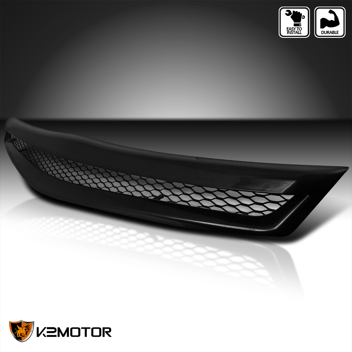 Fits 2006-2008 Honda Civic Coupe 2Dr Mesh Front Bumper Black T-R Hood Grille 1PC