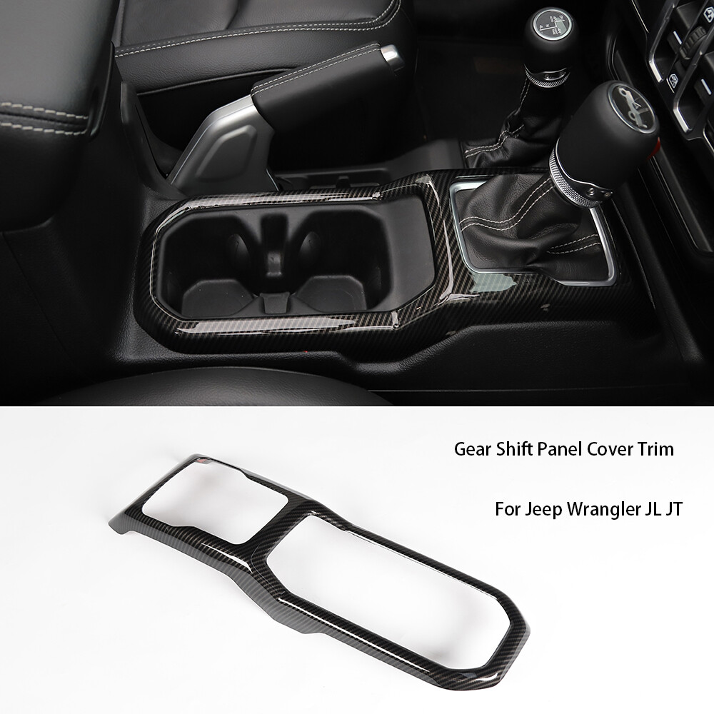 1x Gear Shift Panel Trim Cover Frame for Jeep Wrangler JL JT 2018+ Carbon Fiber