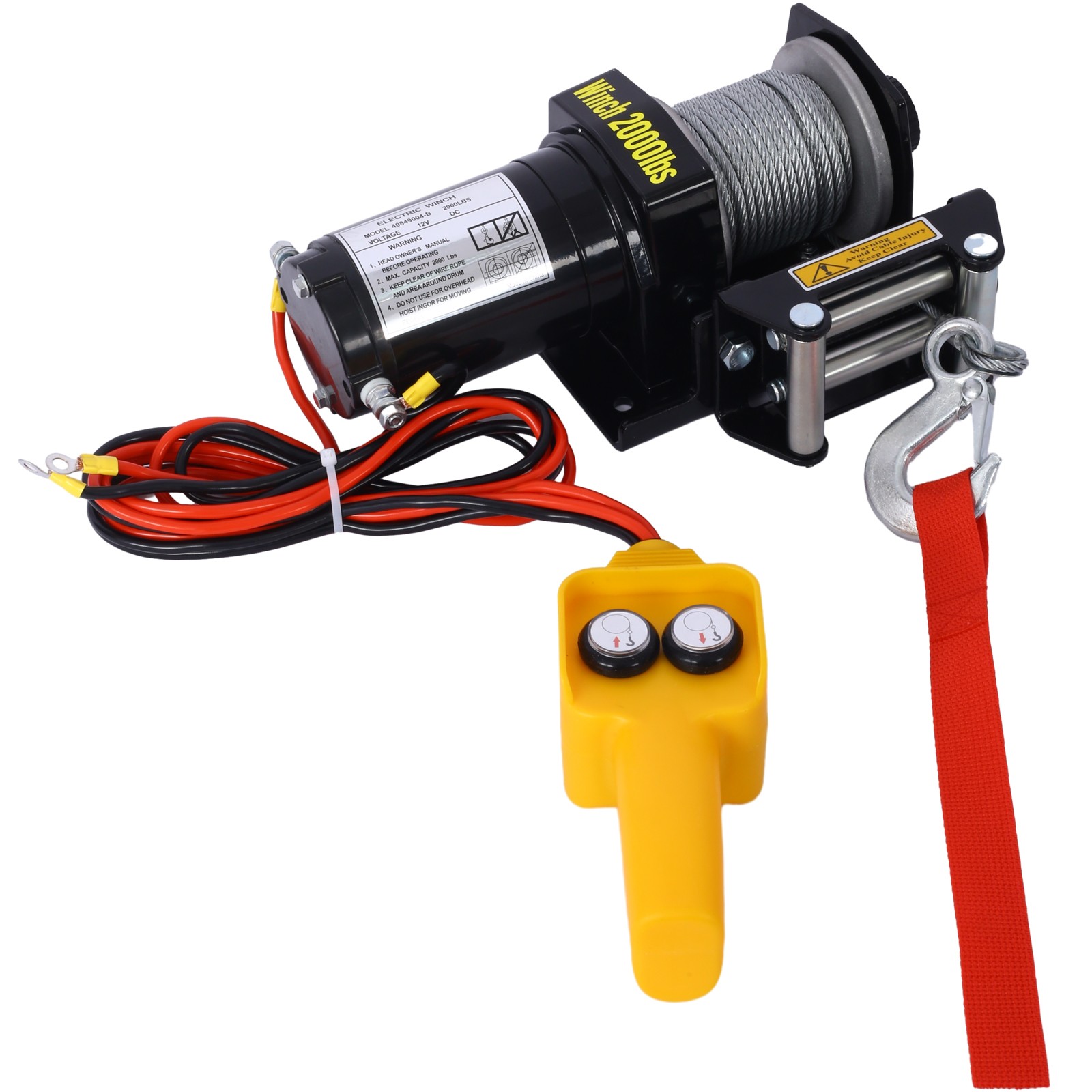 2000lb 12V ATV/UTV Electric Winch Off-Road Waterproof Steel Cable Winch for ATV