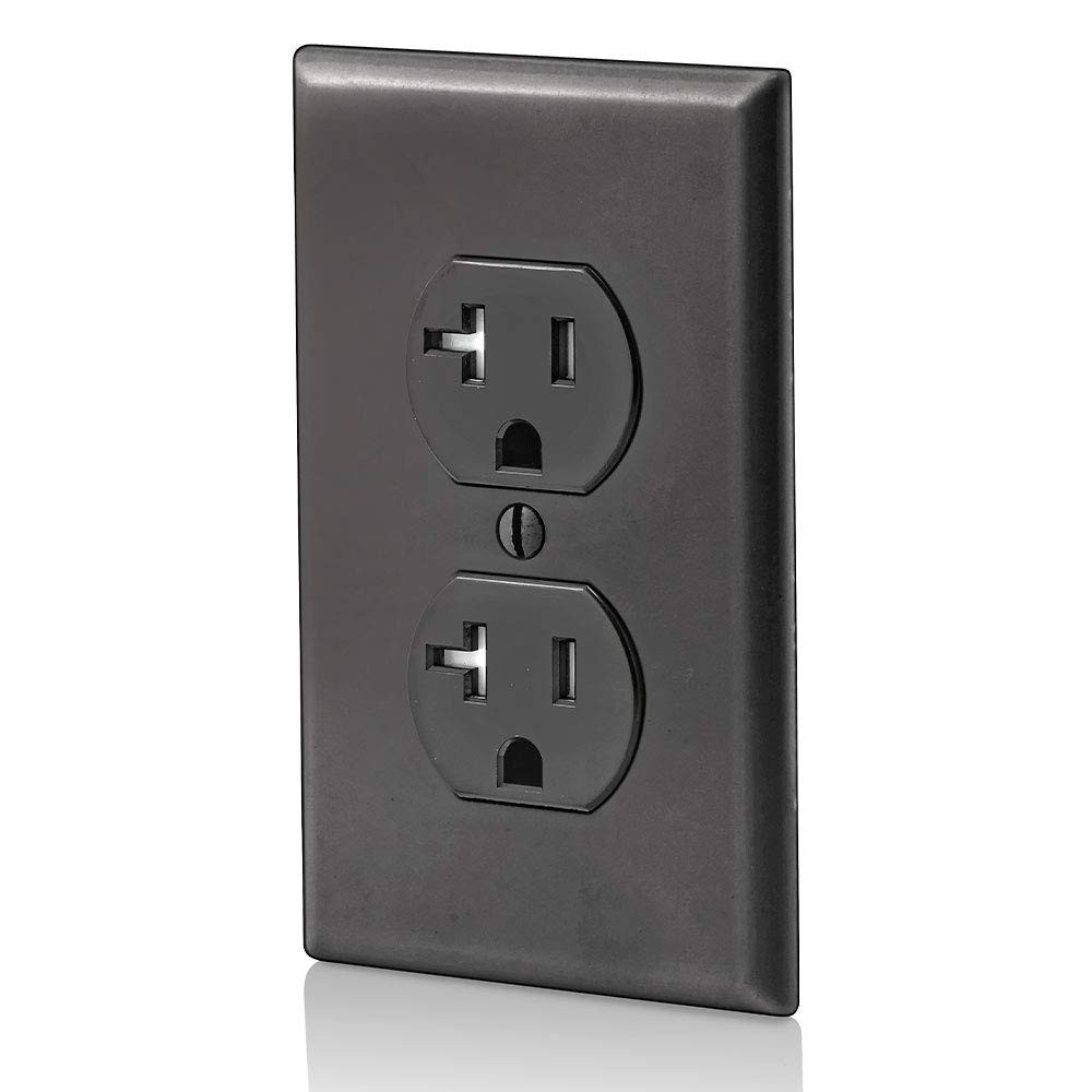 Leviton 20 Amp Tamper-Resistant Duplex Outlet, T5820-E, Black