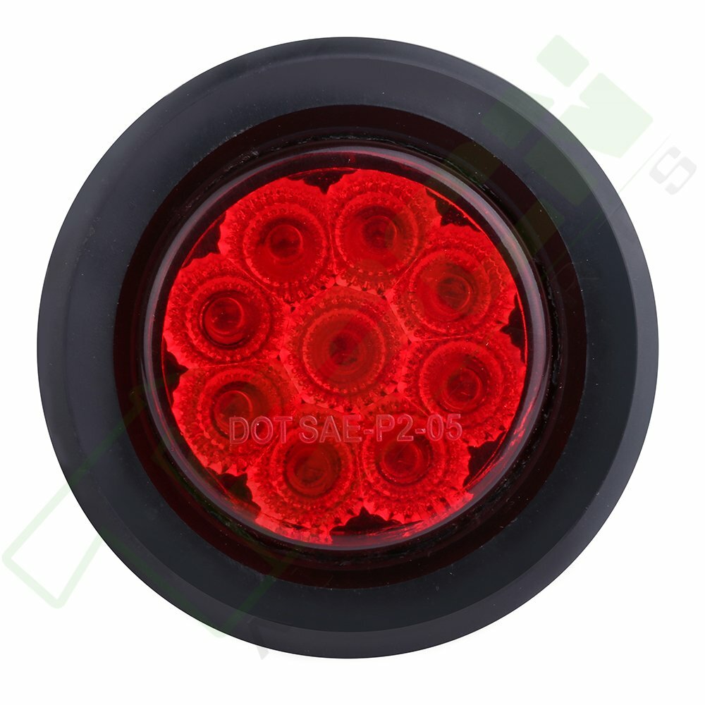 16pcs Red Amber 2″ Round LED Side Marker Clearance Light Trailer 9 LED w/Grommet