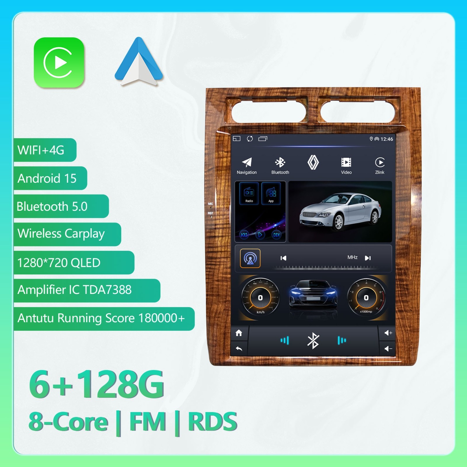 FOR FORD EXPEDITION 2007-2014 ANDROID 15 CARPLAY CAR STEREO RADIO GPS NAVI