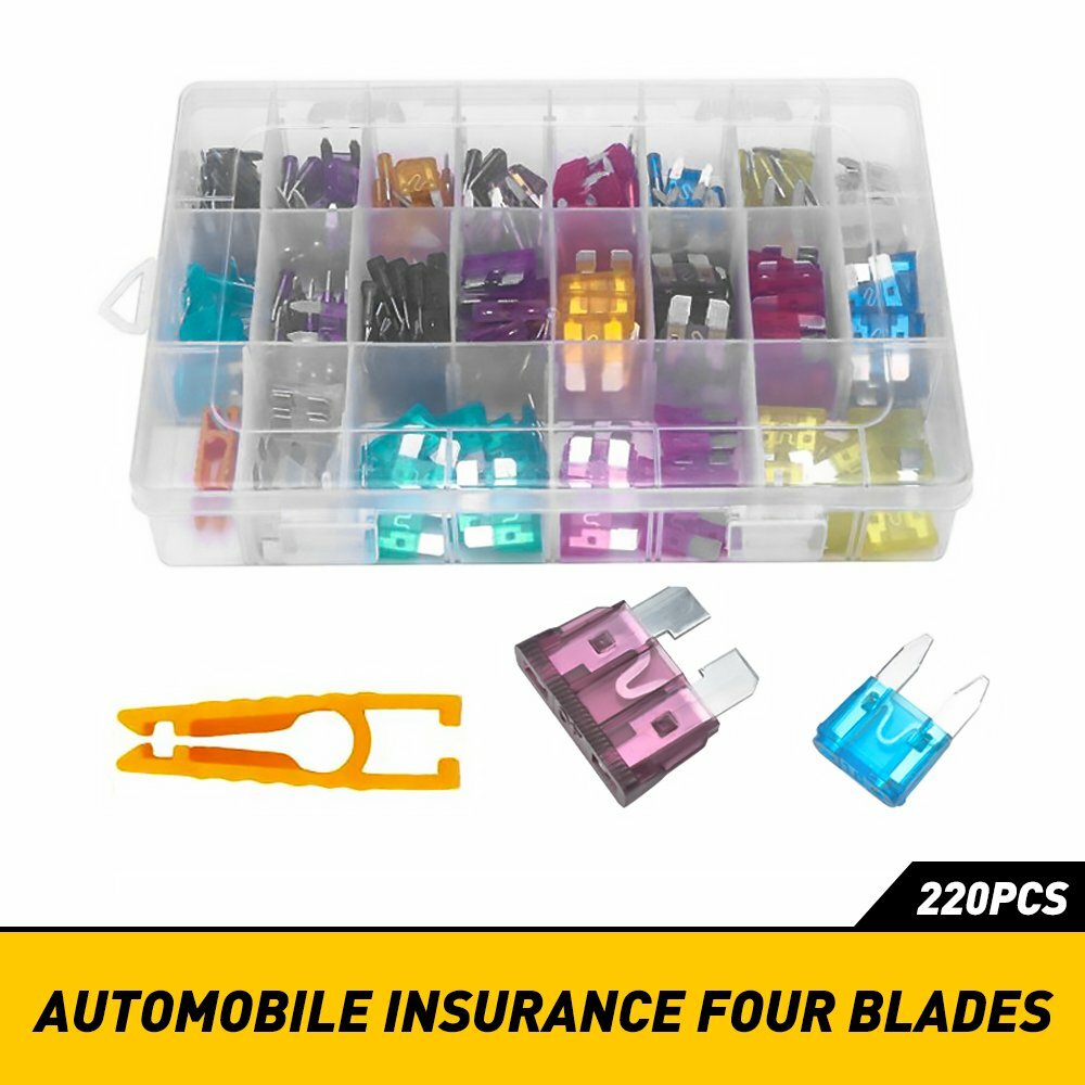 220Pc Car Blade Fuse Assortment Assorted Kit Blade Set Auto Truck Automotive EOA