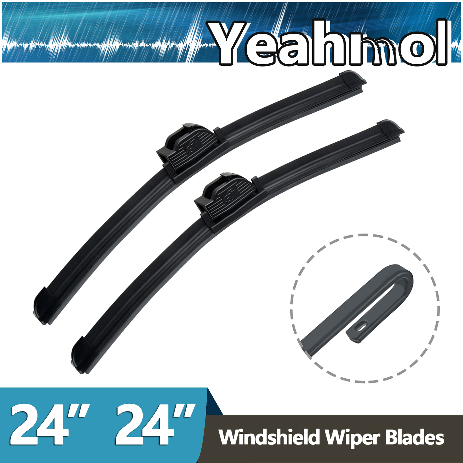 Yeahmol 24″ 24″ Fit For Dodge Ram 4500 5500 2008 Bracketless Wiper Blades 2 Pack