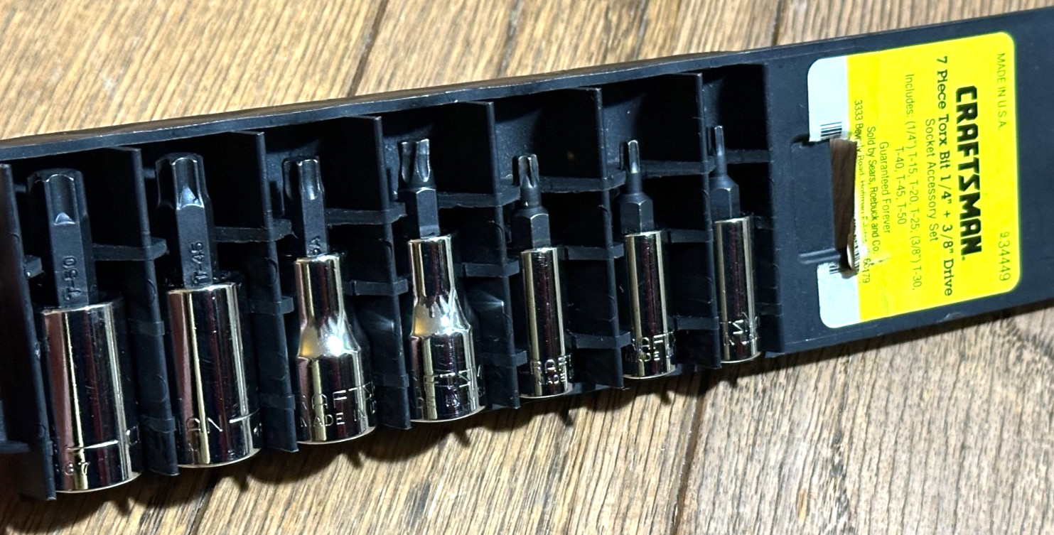 🇺🇸 Craftsman Tools USA TORX Socket Set T15 – T50 Bit Driver Lot Star Tray