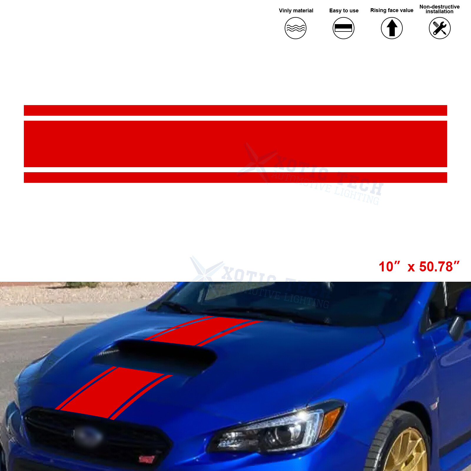 Red Die-cut KK Vinyl Car Front Hood Bumper Stripe Stickers Decals Universal