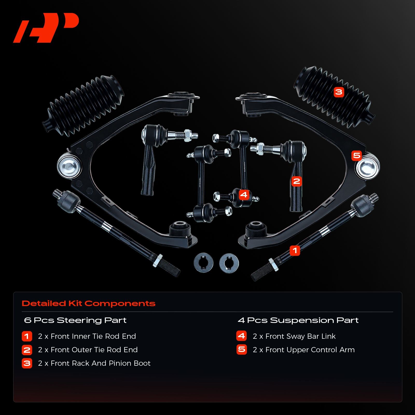 A-Premium 10x Front Upper Control Arm Ball Joint Tie Rod Kit for Chevy Colorado