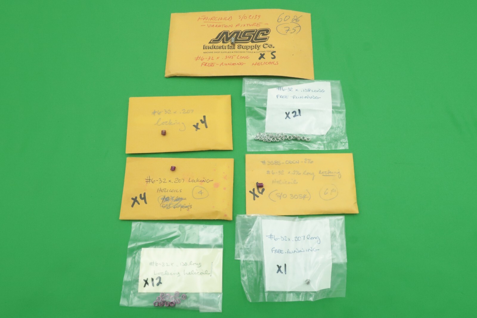 Helicoil Insert Lot 616 Count 6-32 8-32 2-56 4-40 10-32 1/4-20