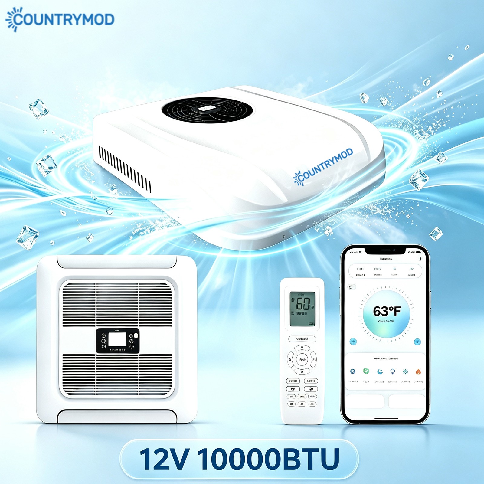 12V 10000 BTU RV Rooftop Air Conditioner Low Profile Camper Cooling A/C Unit