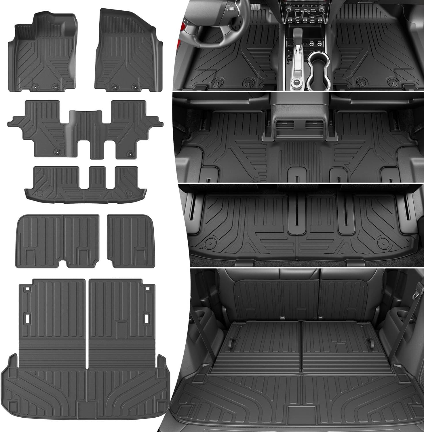 For 2013-2020 Nissan Pathfinder Floor Mat Cargo Mat Trunk Cargo Liner Back Seat