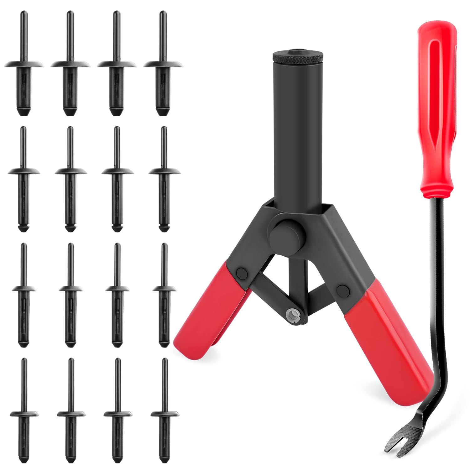 GOOACC 82Pcs Plastic Rivet Gun Set 5 millimeters, 80Pcs + 2 Remover