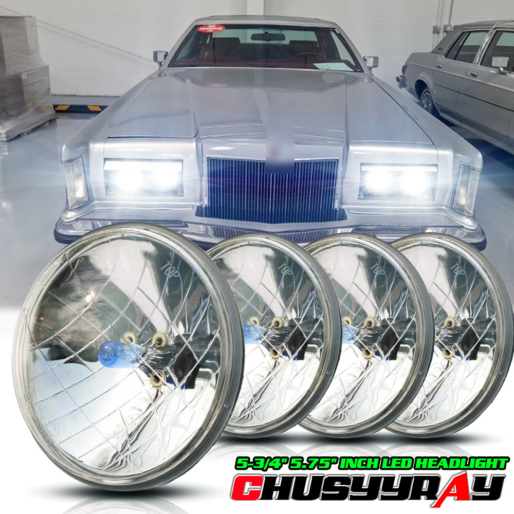 4Pcs 5-3/4 5.75″inch LED Headlights Hi-Lo DRL For 1977-1981 Lincoln Mark V