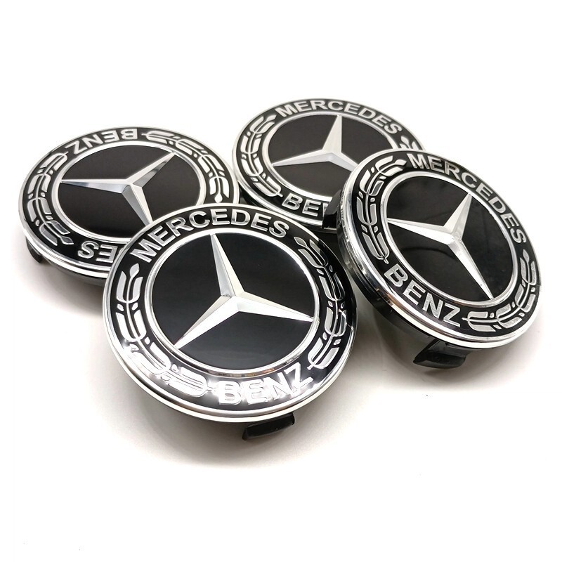 4PCS Wheel Rims Center Hub Caps 75mm Classic Fits For Mercedes Benz Wreath AMG