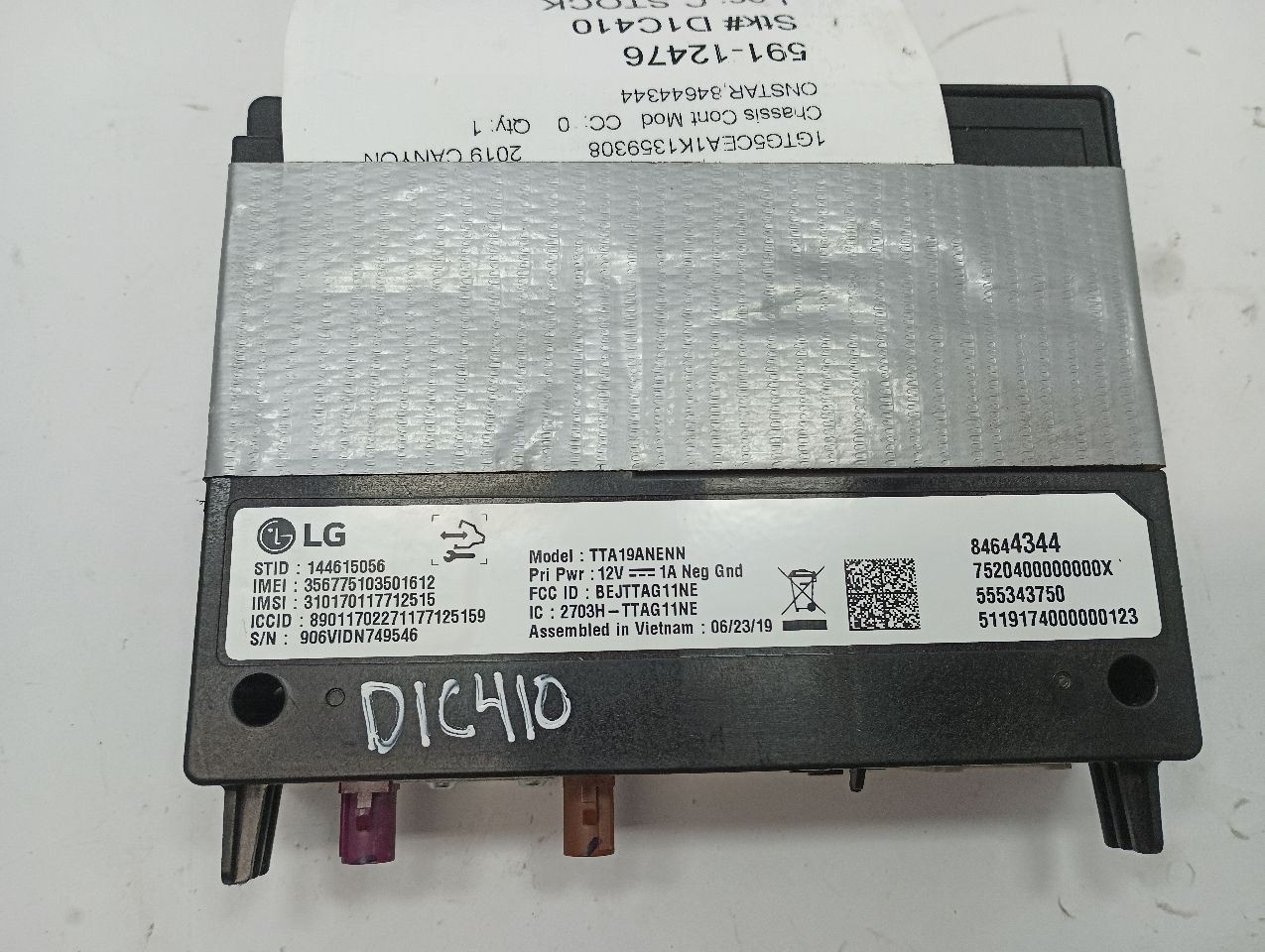 GM 84644344 Onstar Module from 2019 GMC Canyon 13155236