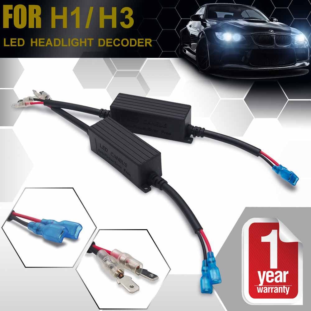 H1 H3 LED Headlight Canbus Error Free Anti Flicker Capacitor Canceller Decoder