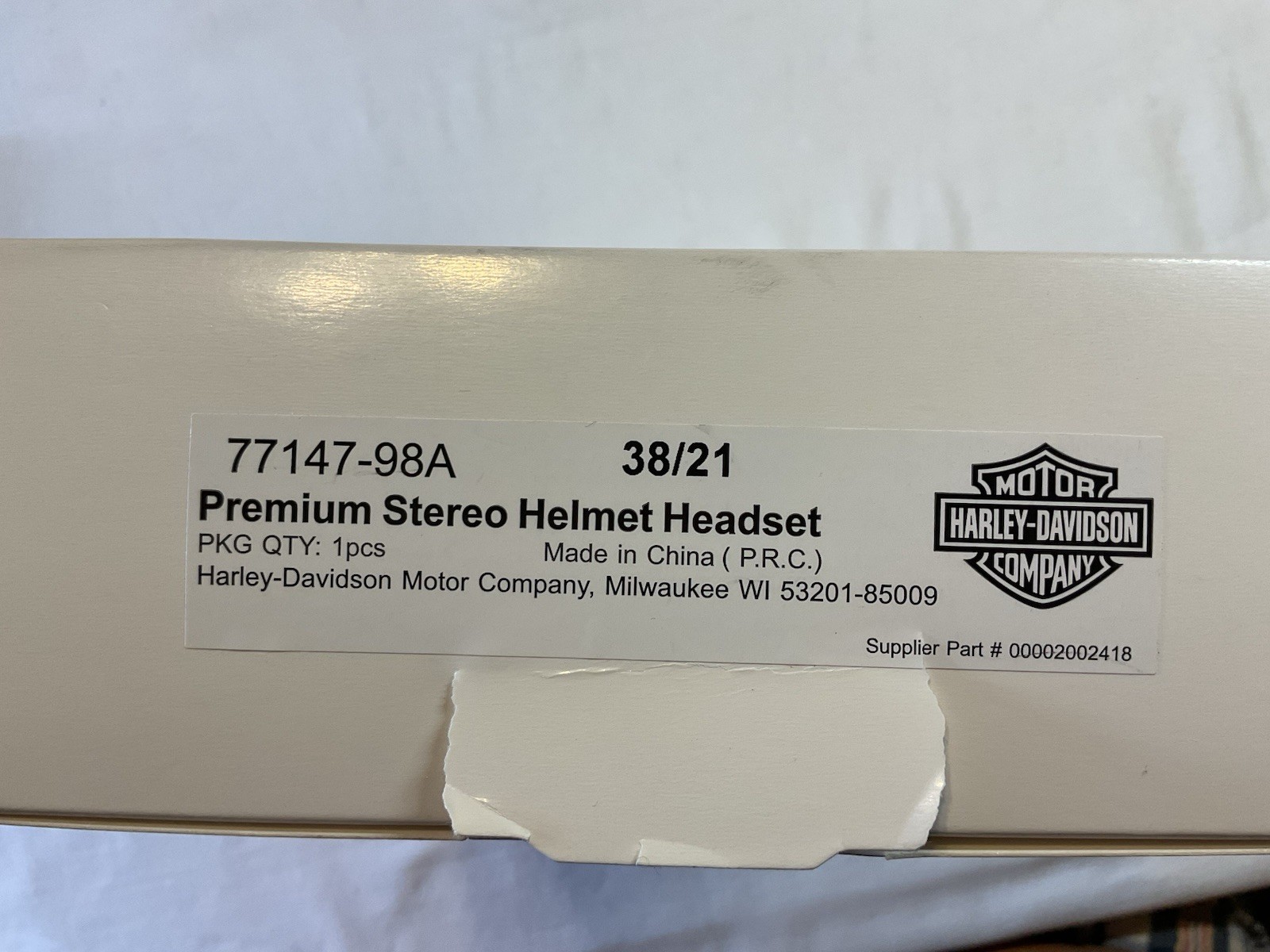 Harley Davidson Premium Stereo Wired Headset 77147-98A Microphone New In Box. JE