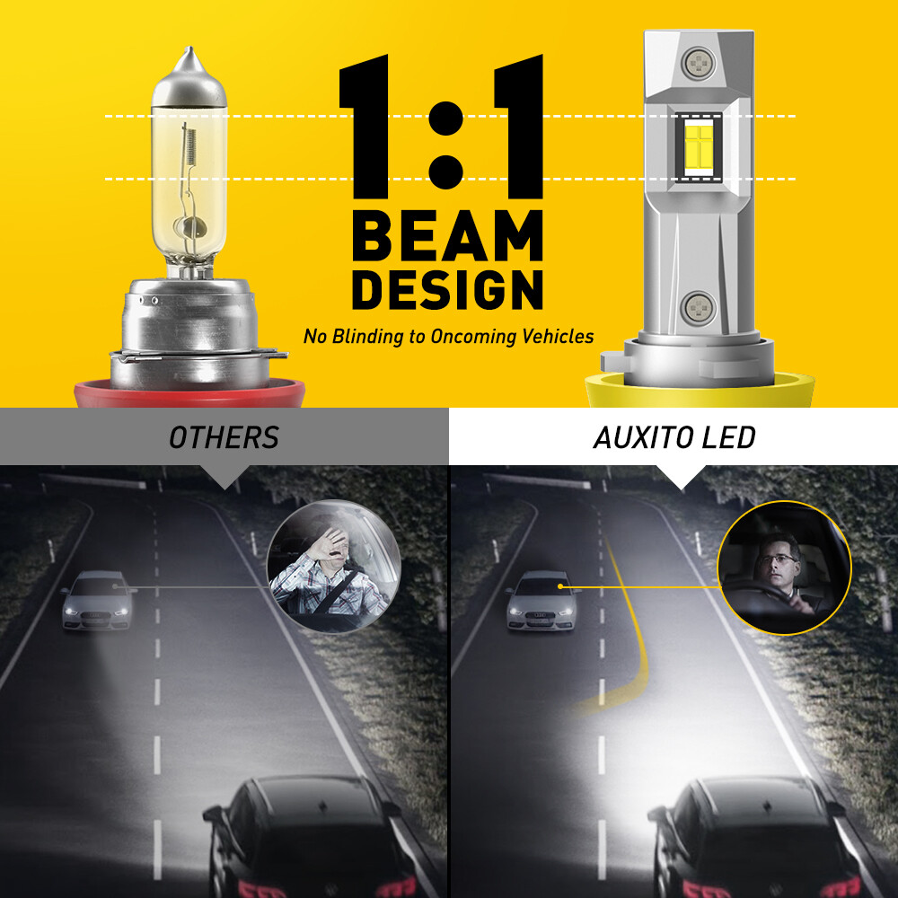 Auxito LED Headlight H11 Low Beam Bulb Canbus Kit 30000LM 6000K Ultra Bright Q16