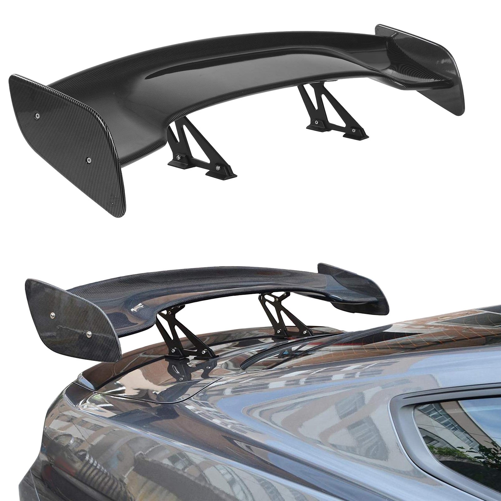 Universal 57 Carbon Fiber Style Adjustable Rear Trunk GT-Style Spoiler Wing