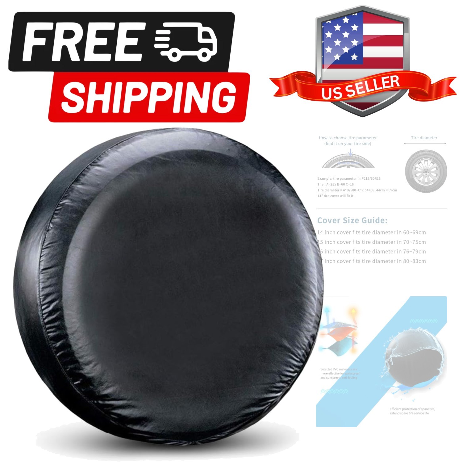 Spare Tire Cover Fit for Your SUV, Jeep, RV, Trailer, Truck, Waterproof Dust-…