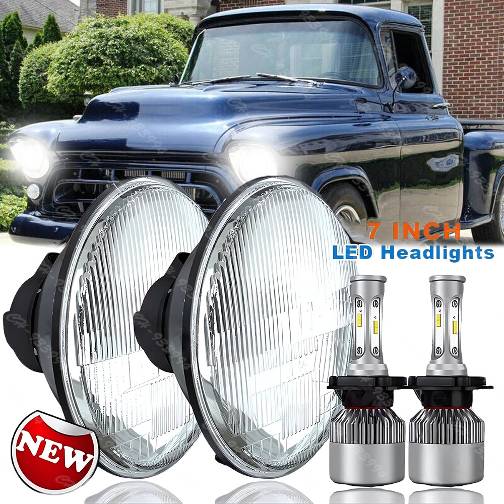 Pair 7″ inch Round LED Headlights Hi/Lo Beam Sealed Fits Chevy Truck Camaro C10
