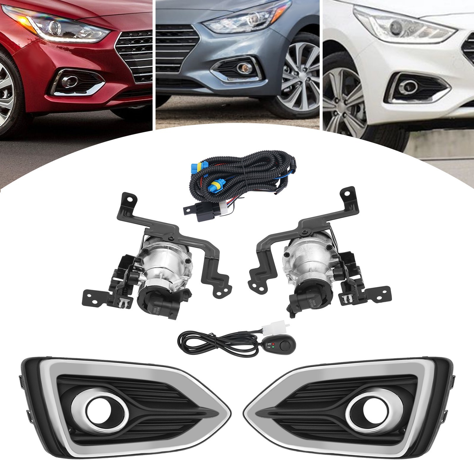 1 Pair Halogen Fog Lights Left & Right Fog Lamp For Hyundai Accent 2018-2021