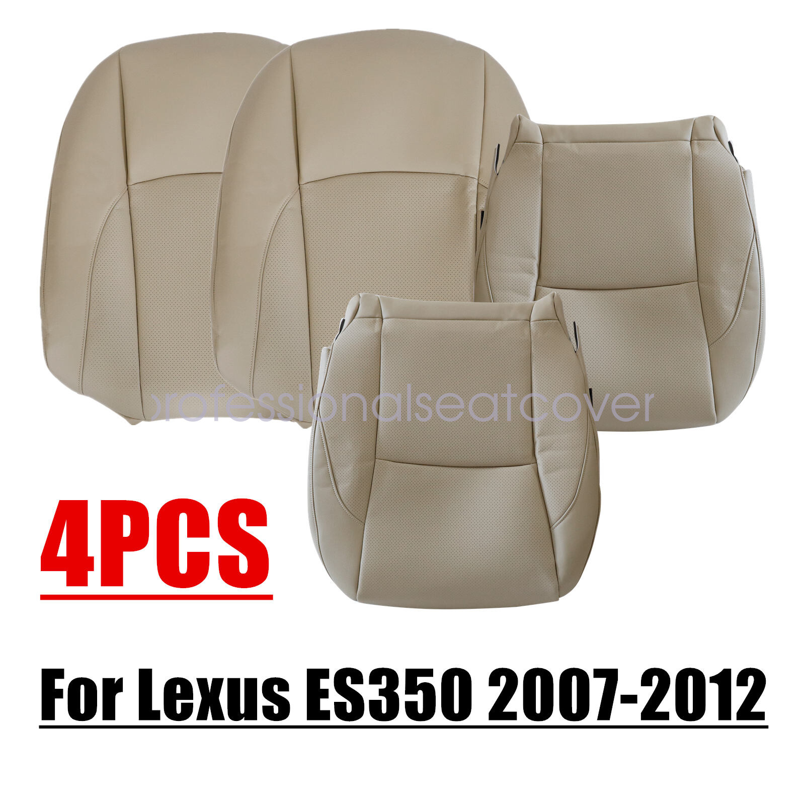 Driver & Passenger Perforated Leather Seat Cover Tan For 2007-2012 LEXUS ES350