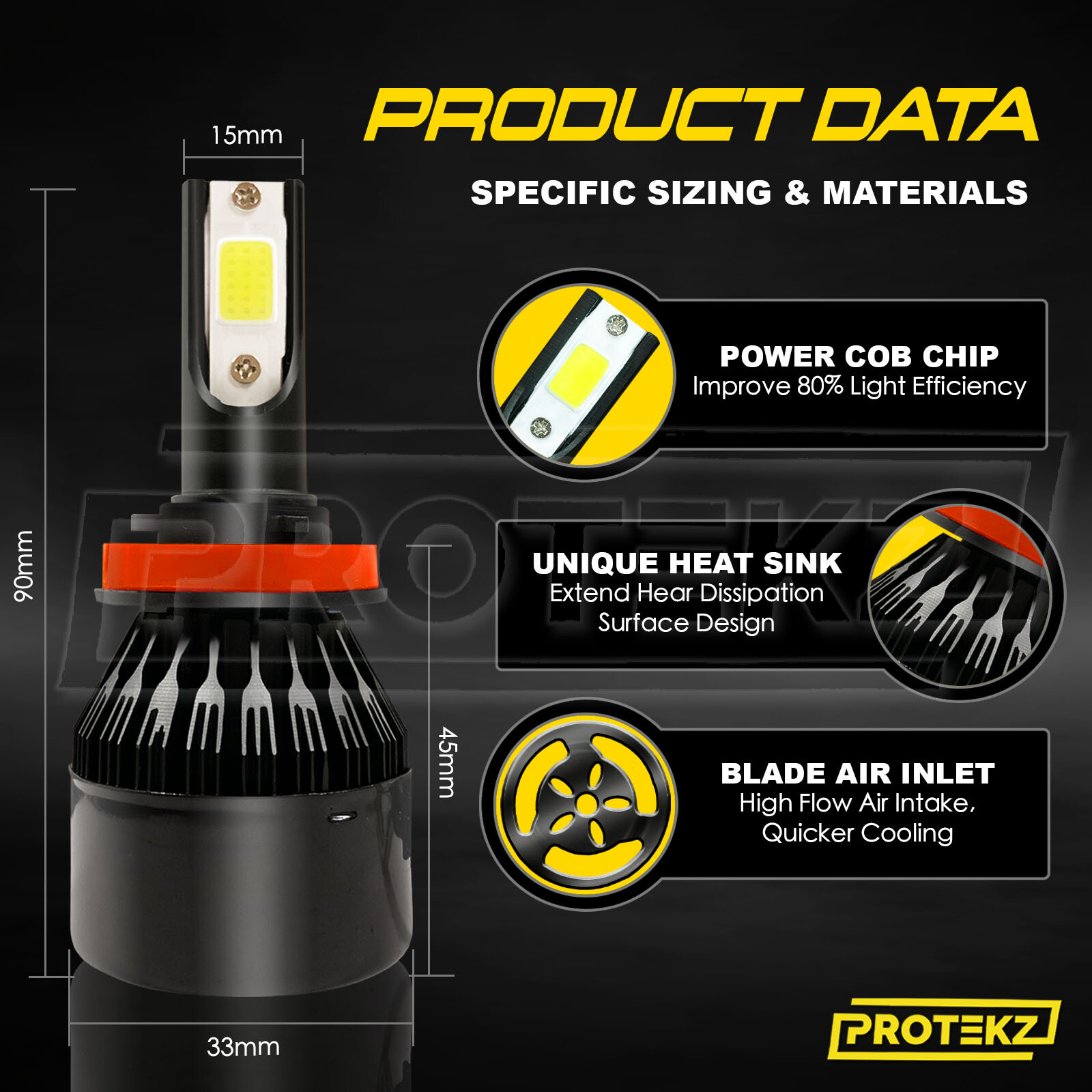 9005 HB3 LED Headlight 2 Bulbs Kit CREE CSP 6000K High Beam 60Days Free Return
