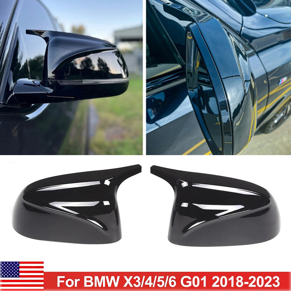Gloss Black M Style Side Mirror Cover Caps For BMW X3 X5 X6 X7 G01 G02 G05 18-23