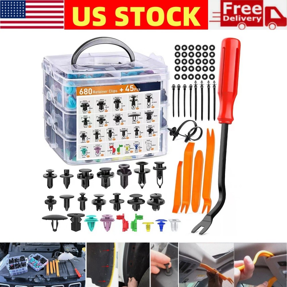 725Pcs Car Push Retainer Clips Auto Fastener Trim Clips Kit Bumper Fender Rivets