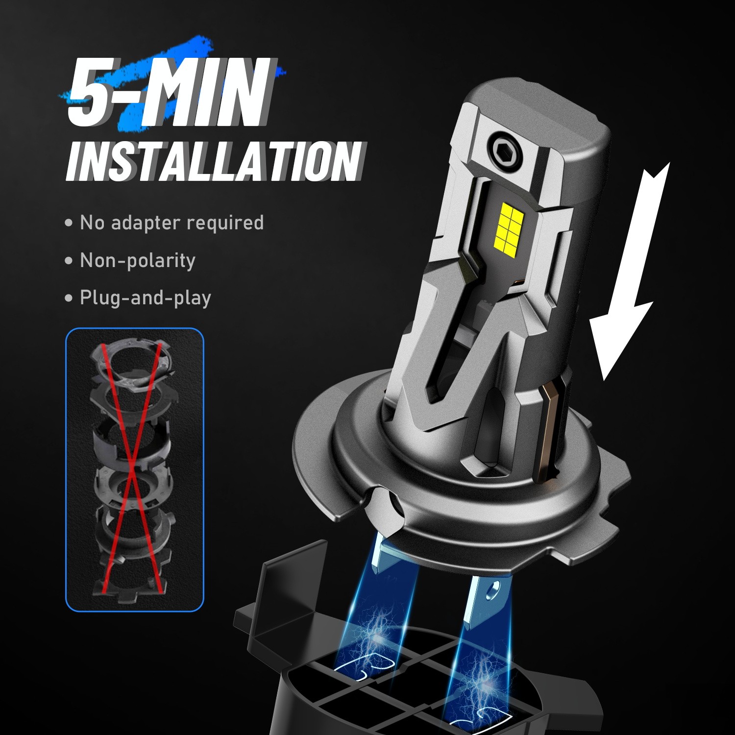 NOVSIGHT 12000LM H7 LED Headlight Bulbs High Low Beam Bright Canbus Error Free