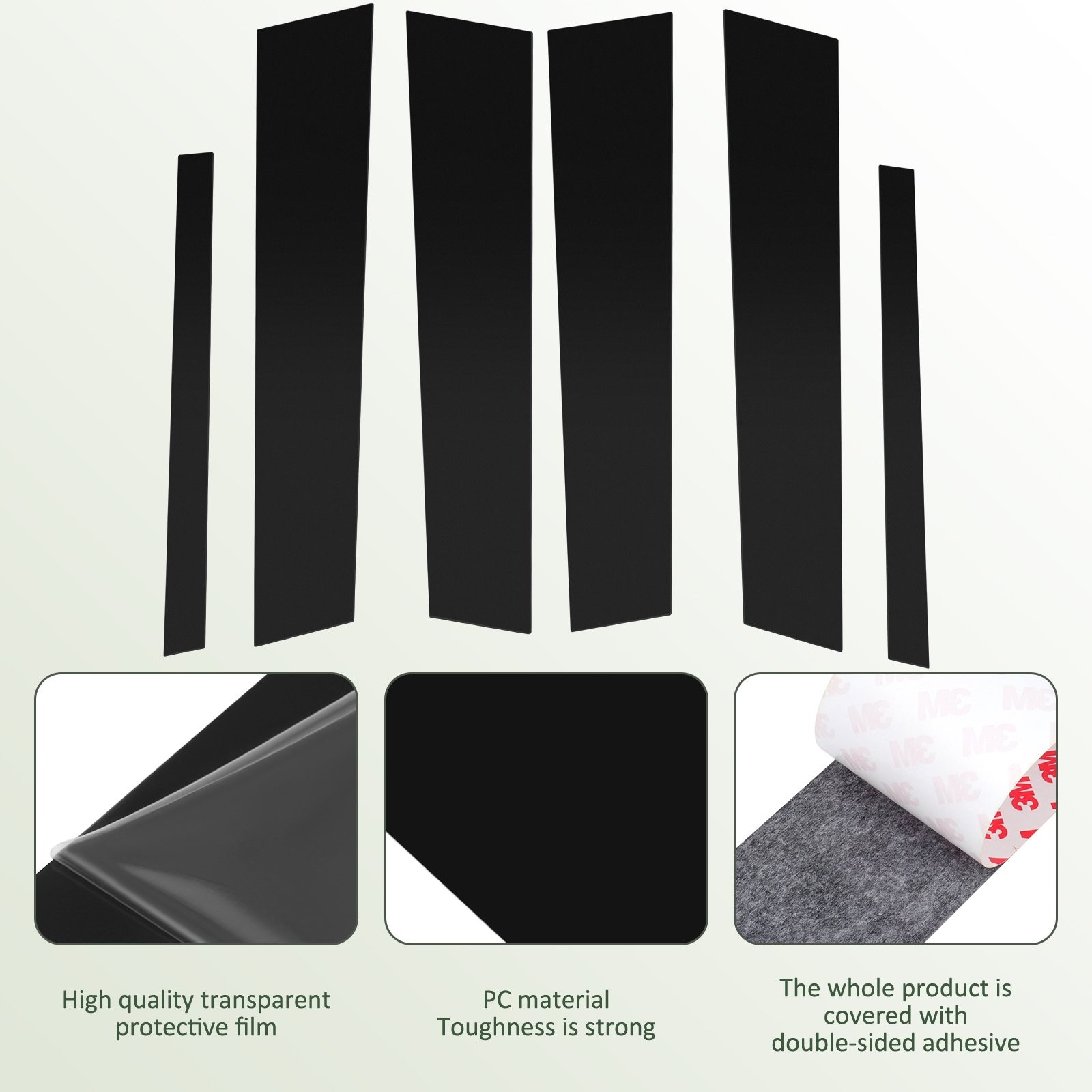 Door Trim 6 Pieces Set Pillar Posts Fits BMW 3-Series 2006-11 Glossy Piano Black