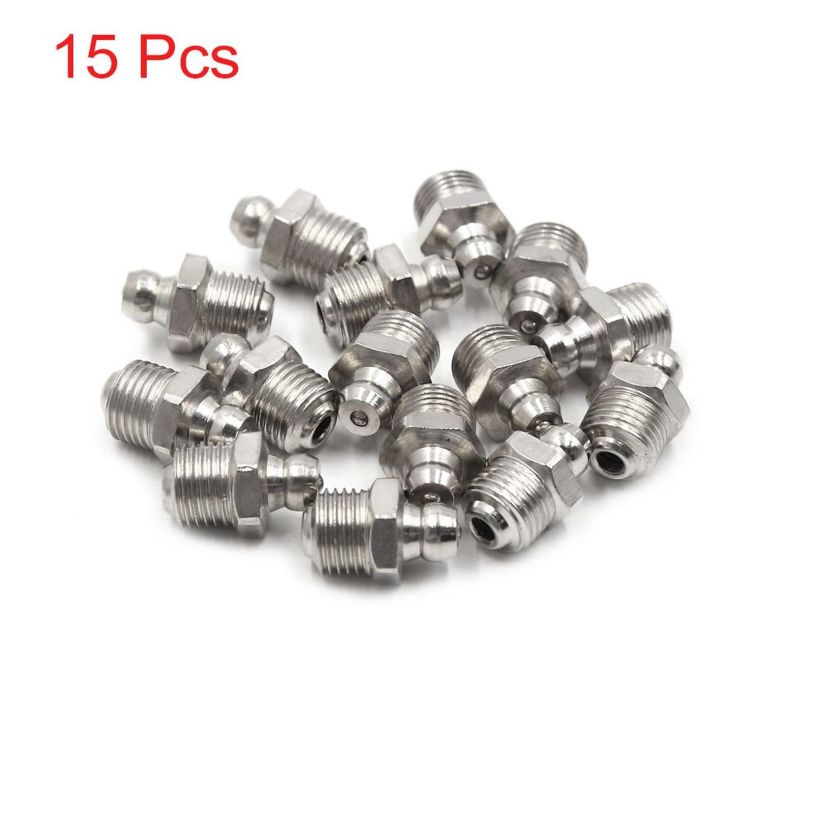 15 Pcs M10 x 1 Motorbike Car Nickel Plated Straight Grease Nipple Fitting
