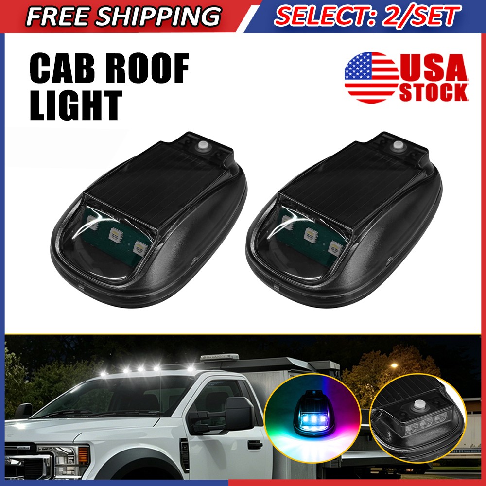 4x RGB Solar Strobe Light Wireless LED Car Roof Marker Lamp USB Rechargeable 12V