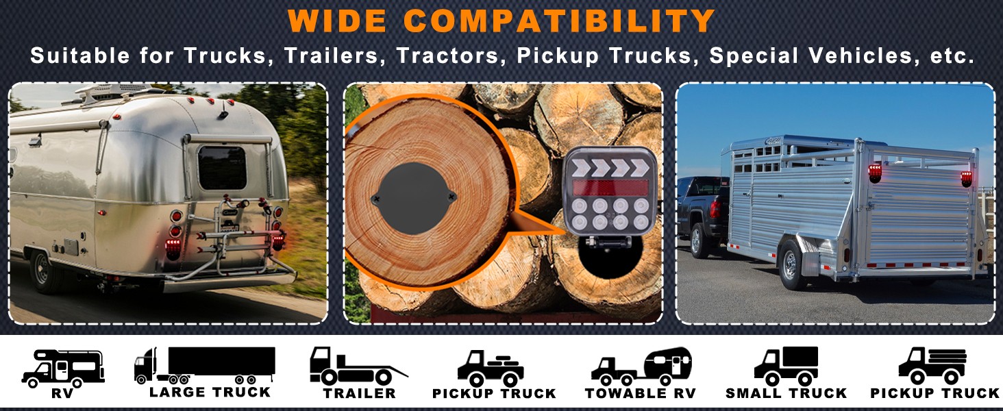 Wireless Magnetic IP67 Waterproof Trailer Light Kit Replacement For RV Trucks