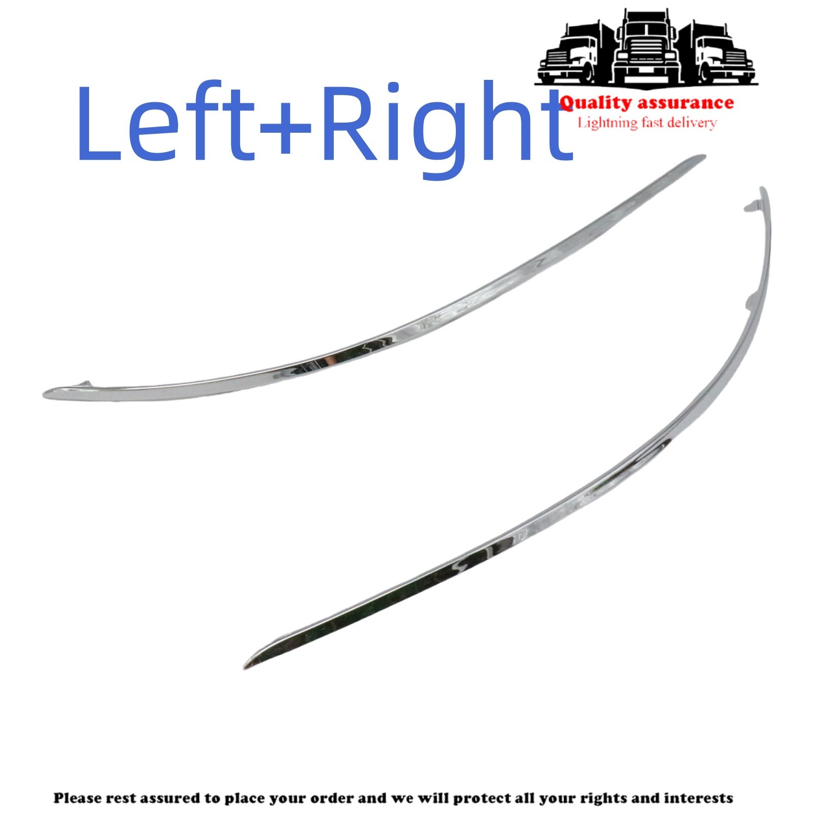 1Pair Left+Right Bumper Chrome Molding Trim For Mercedes-Benz 2010-2014 C250