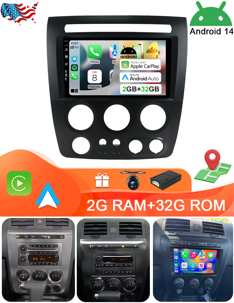 Android 14 Carplay Car Stereo Radio GPS for Hummer H3 2005-2010 Wifi DSP Navi FM