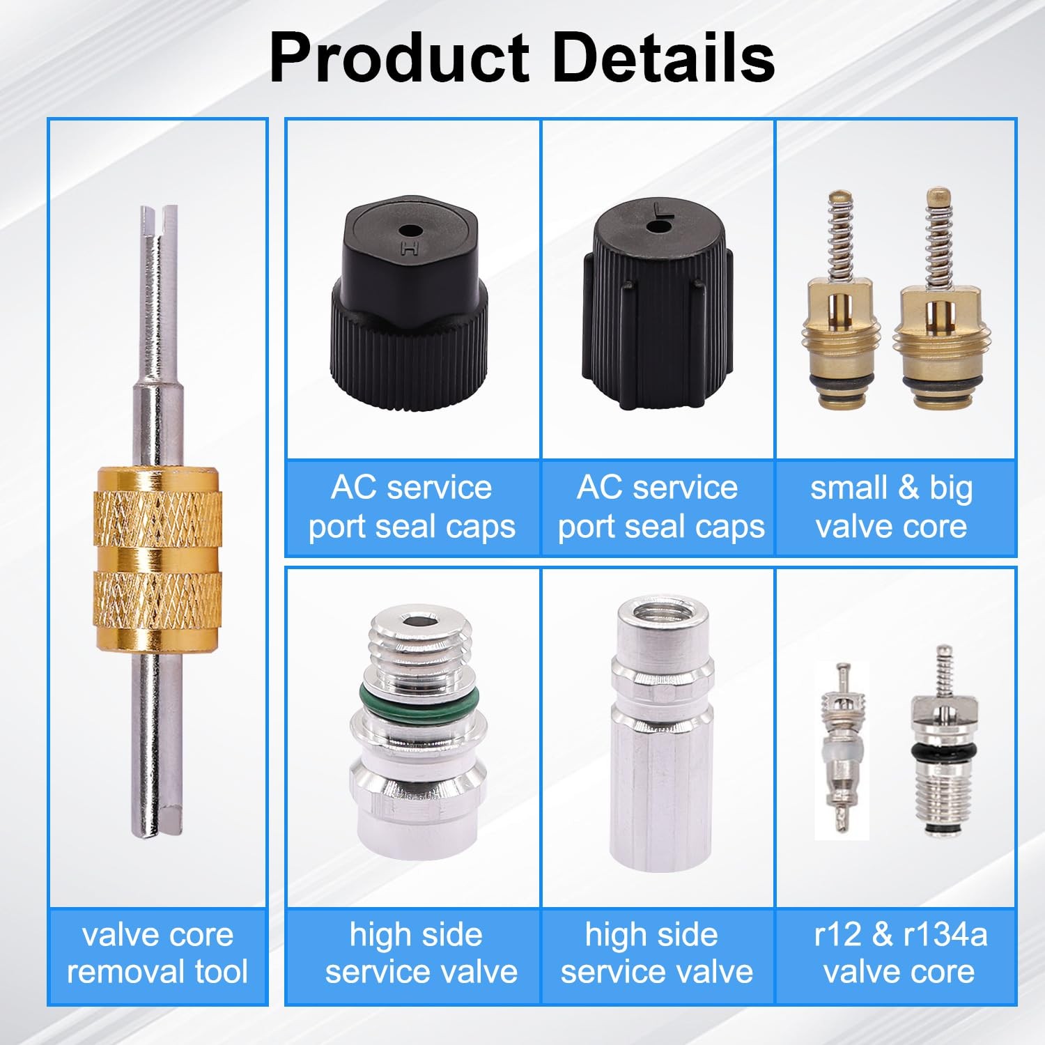TWTADE 19PCS Air Conditioning Valve Core Kit – Car AC R12 R134a Teflon