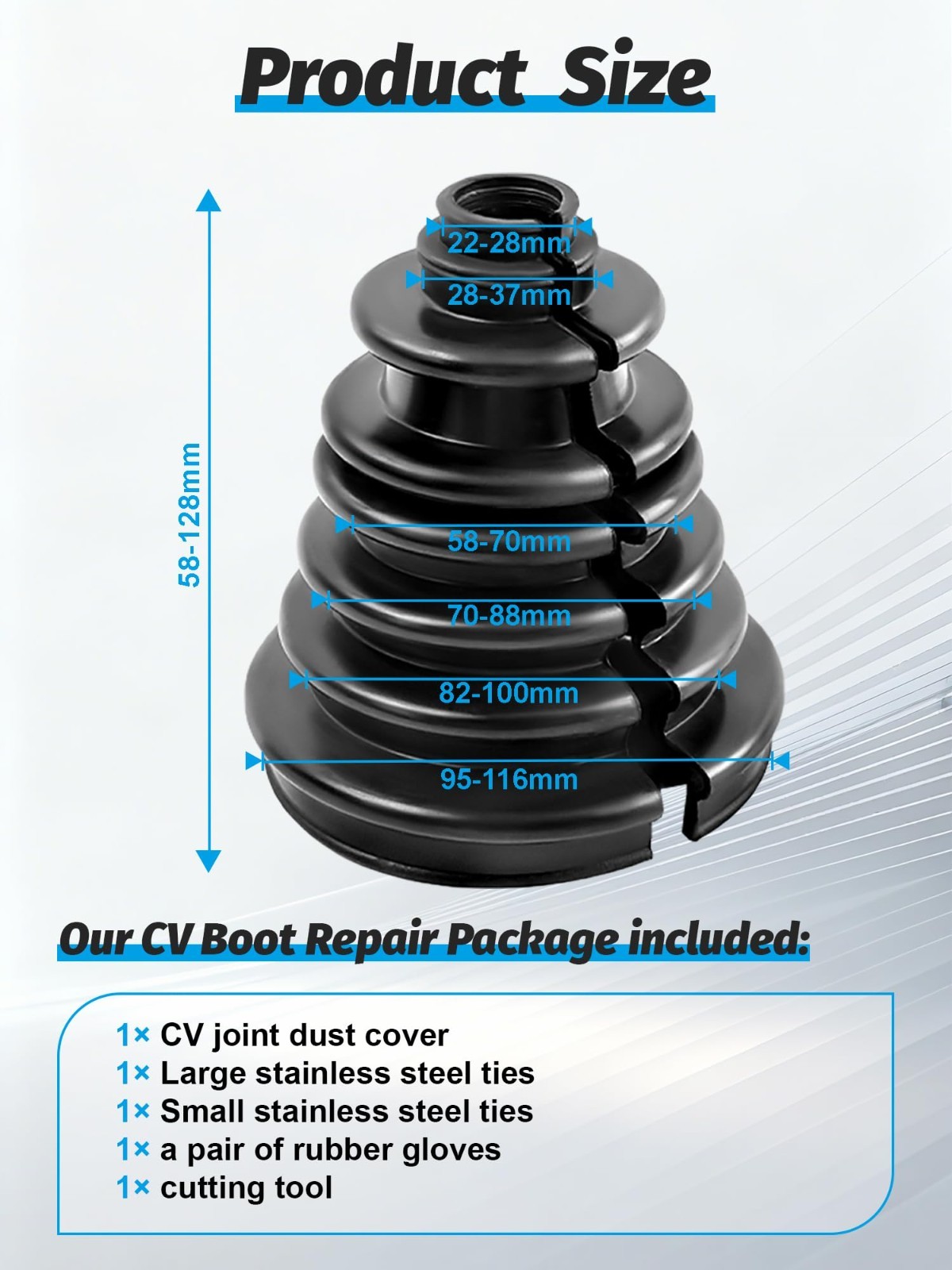 Split CV Axle Boot – Wear-Resistant Replacement for Cars, Trucks, SUVs, 0.87-1.1