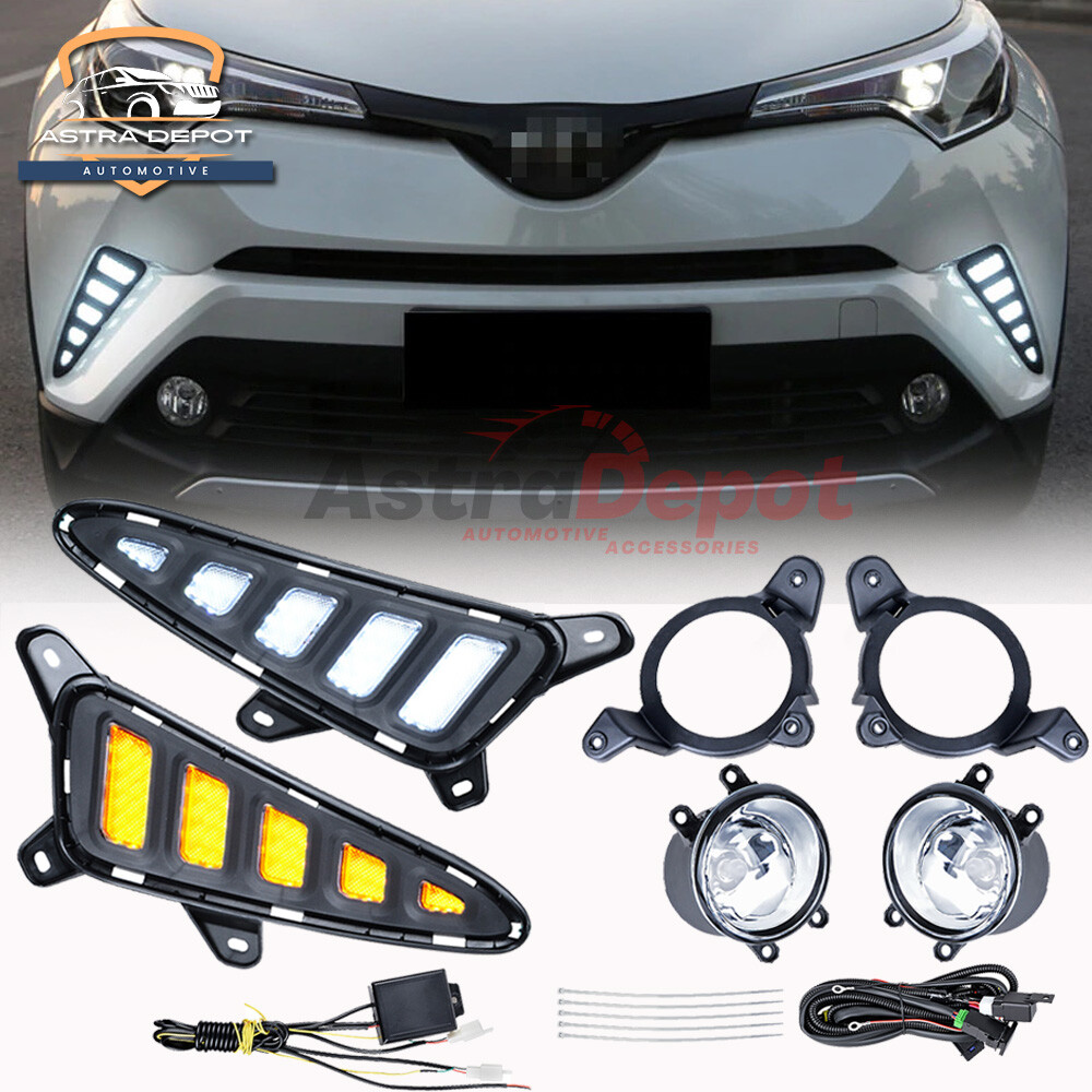 For Toyota C-HR CHR 2016-2019 DRL LED Daytime Running Light Turn Signal Fog Lamp