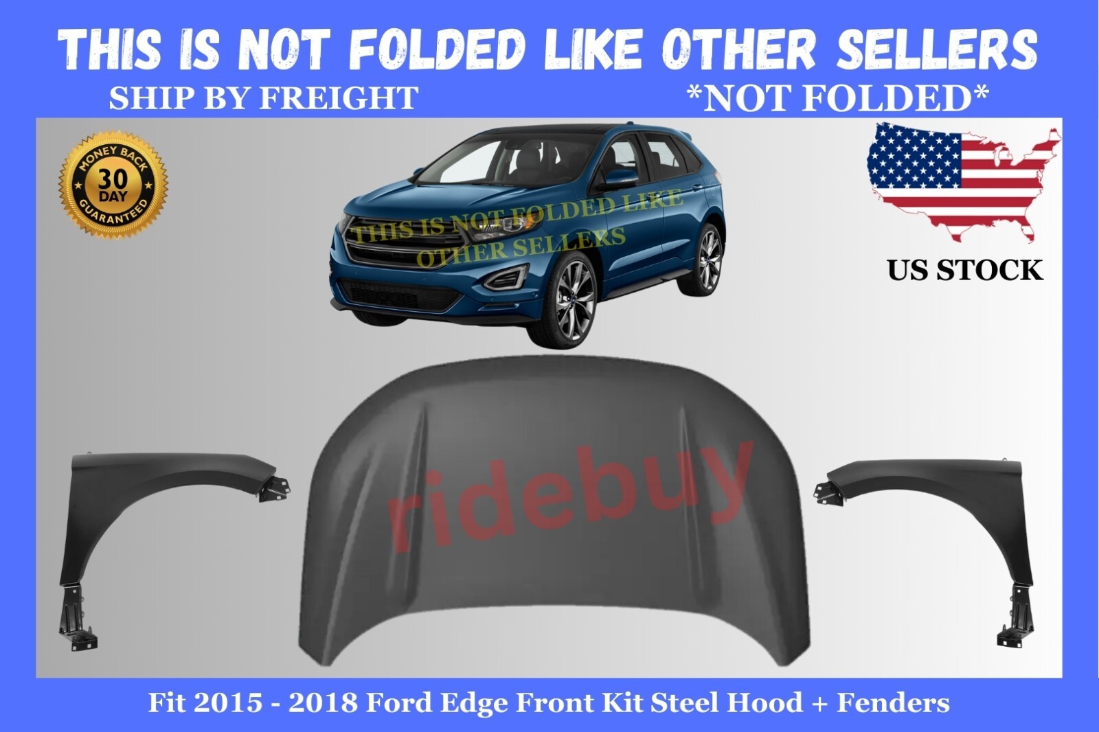 Fit 2015 2016 2017 2018 2019 Ford Edge Front Kit Hood Steel + Fenders FO1230311s