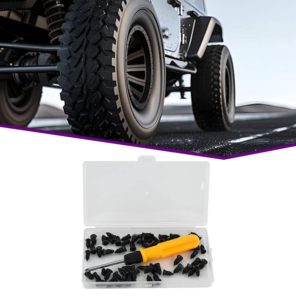 60PCS Car Vacuum Tire Repair Nail Rubber Screw Nails+ Screwdriver Tool Set w/Box