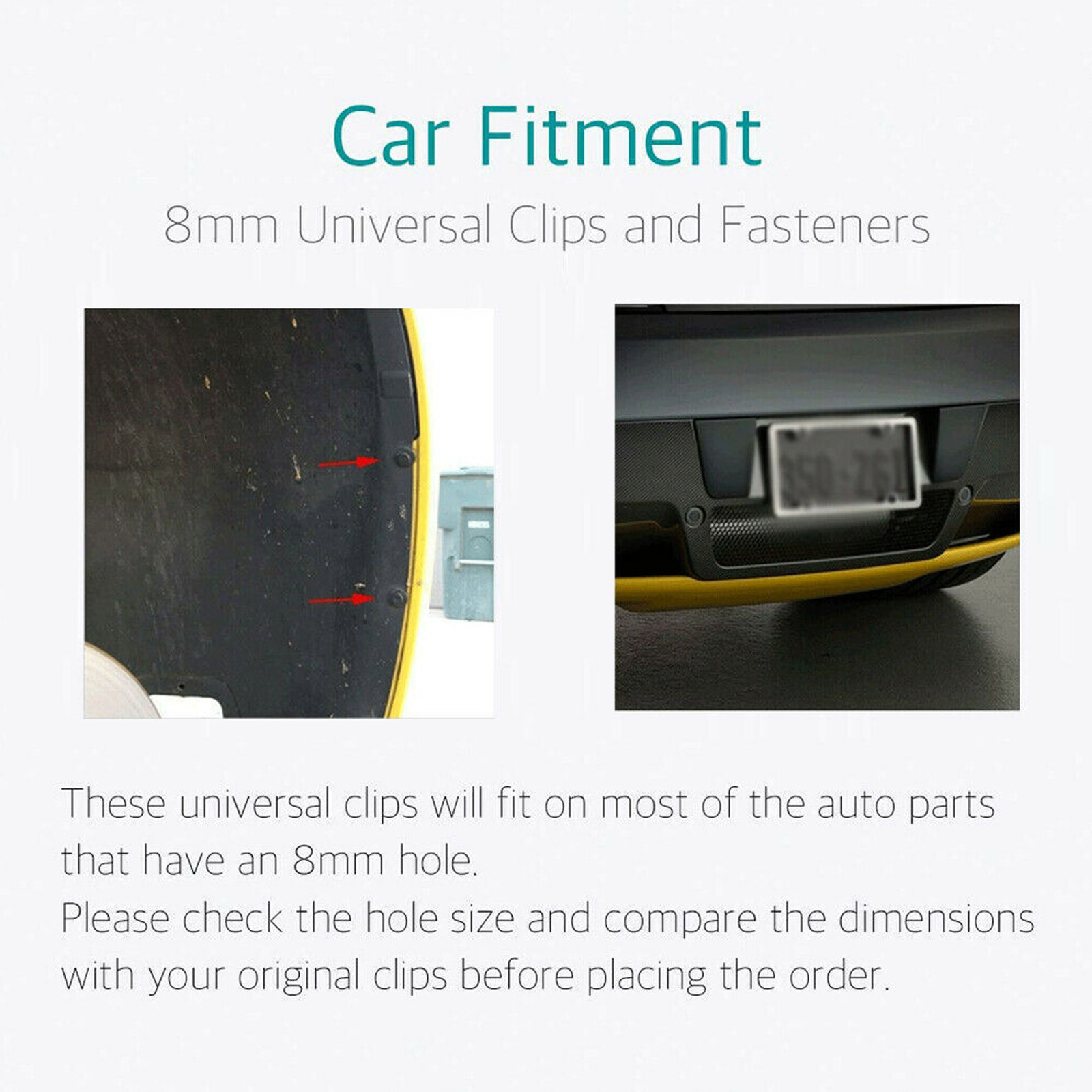 200PCS 8mm Bumper Clips Retainer Auto Car Plastic Rivets Fastener Fender Push