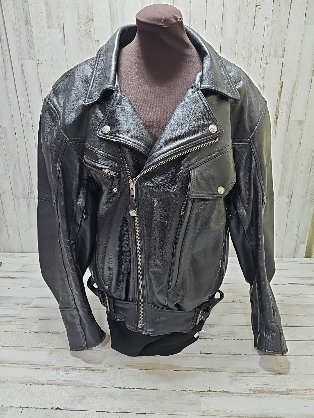Xpert Unisex XL Heavy Leather Motorcycle Jacket W/armor and Riding Pants Sz 36