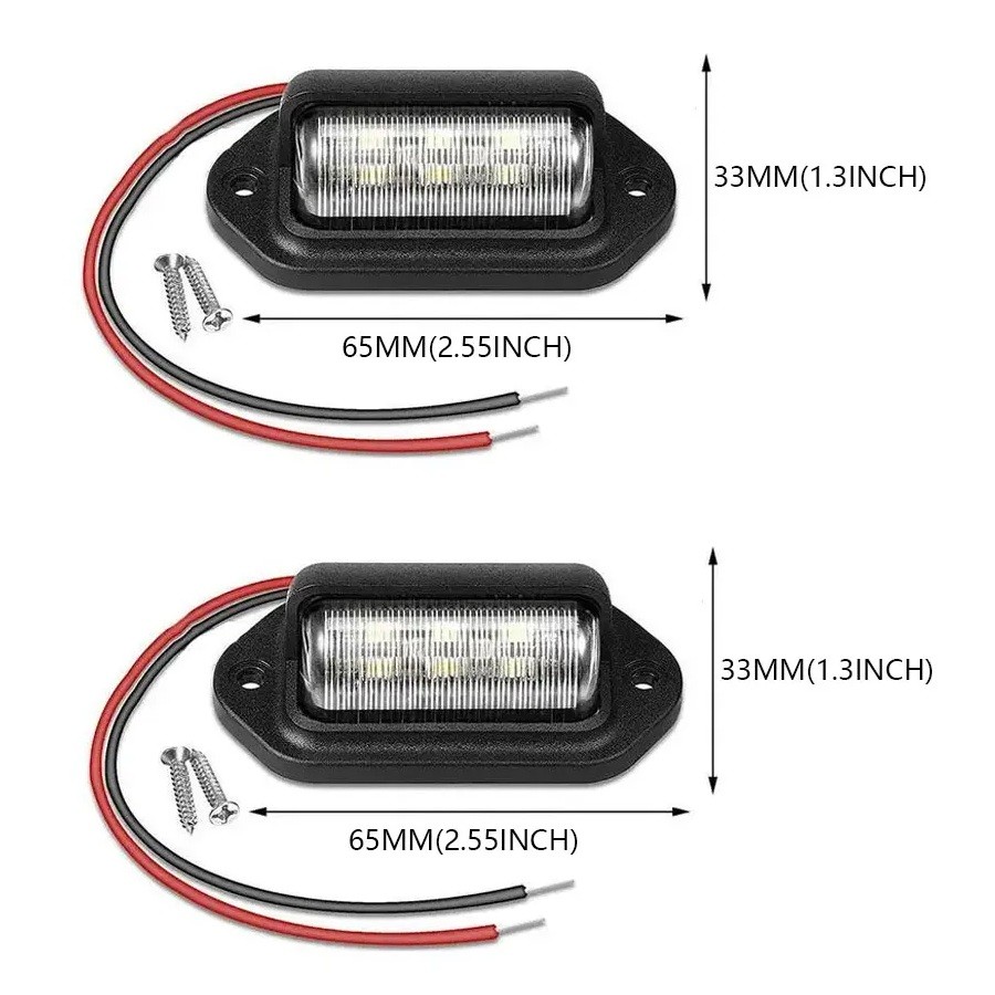 Universal License Plate LED Lights 12V White Car Vehicle Truck Screw Mount Frame