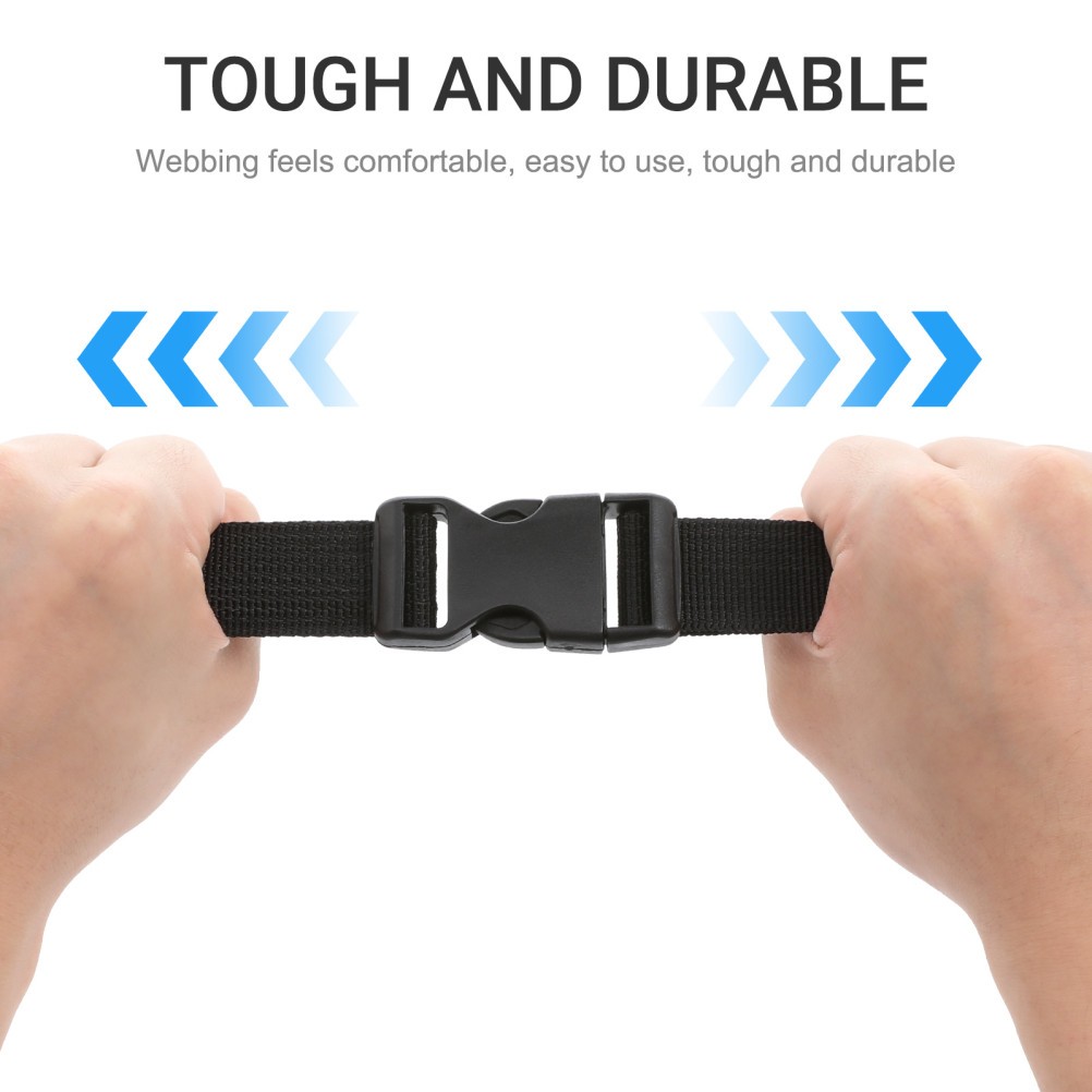 2Pcs Adjustable Black Lashing Straps with Buckle for Cargo and Luggage