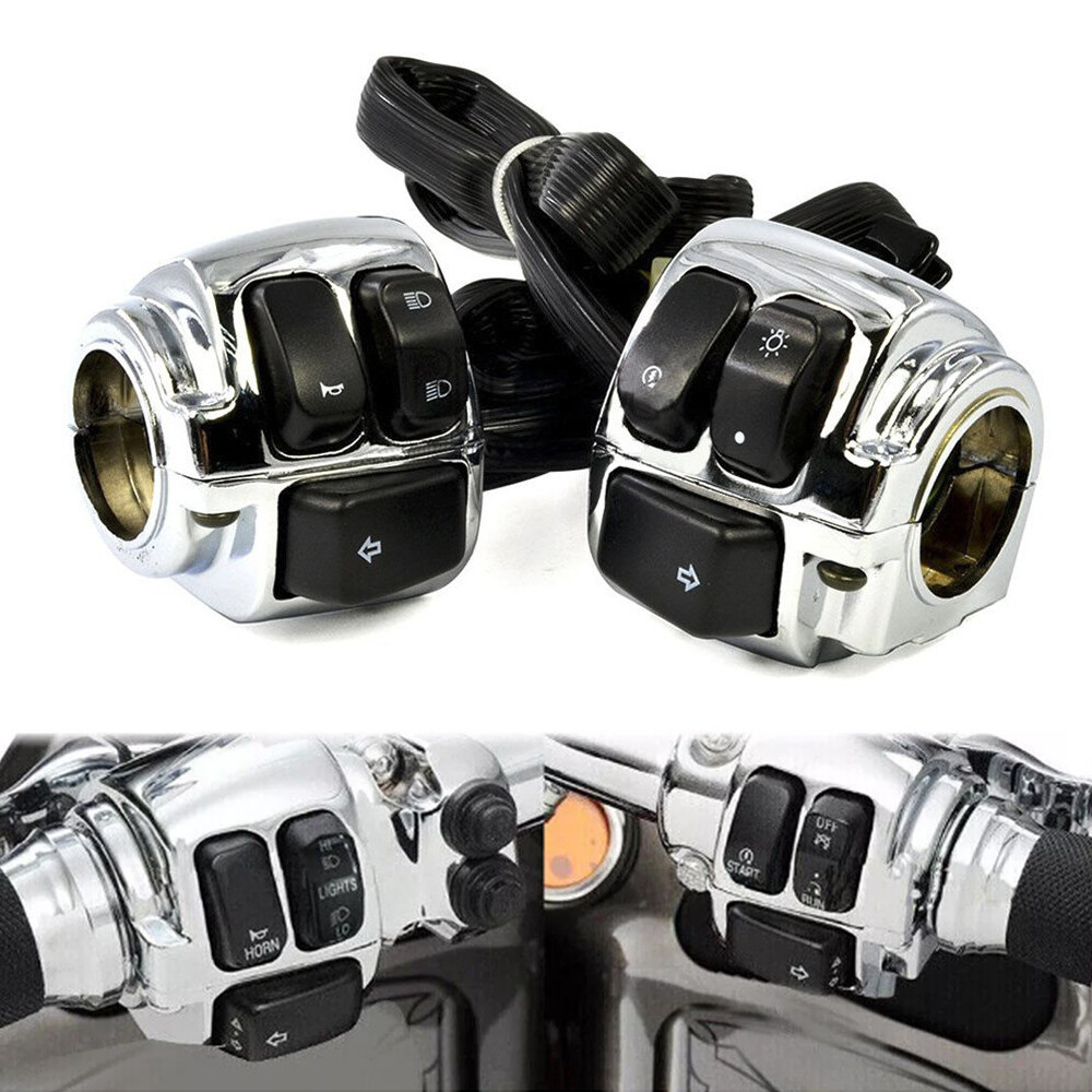 1″ Motorcycle Handlebar Control Switches With Wiring Harness Kit For Harley